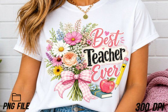Best Teacher Ever PNG Floral Teacher PNG: A Design Asset for Creativity