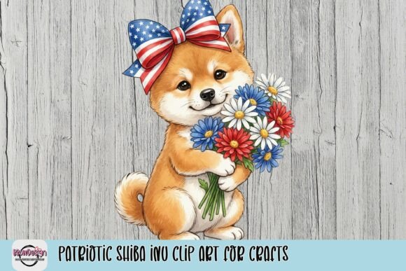 Celebrate with Patriotic Shiba Inu Clip Art for Crafts