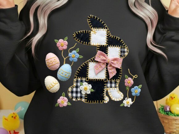 Checkered Bunny Easter Faux Yarn Png: A Modern Spring Staple