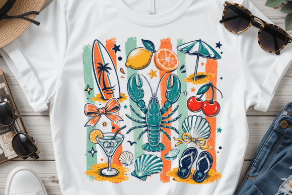Coastal Summer Shirt PNG: Your Retro Beach Design Asset