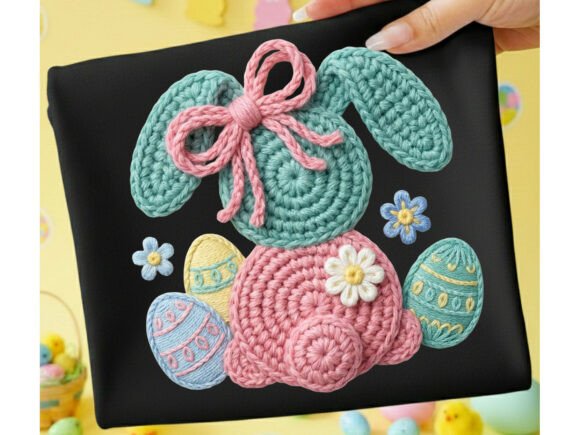 Creative Projects with Easter Bunny & Eggs Faux Yarn Tshirt PNG