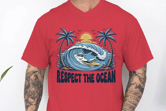 Respect the Ocean SVG: The Surfing Shark Design for Summer