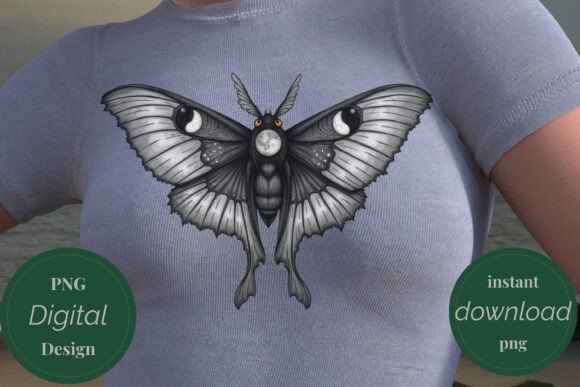 Unveiling the Gothic Moth Moon Dark Tee Design