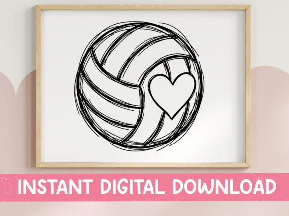 Volleyball Heart SVG PNG Sketch Design for Dynamic Projects
