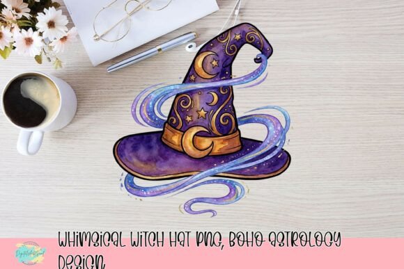 Whimsical Witch Hat PNG: Boho Astrology Design Magic